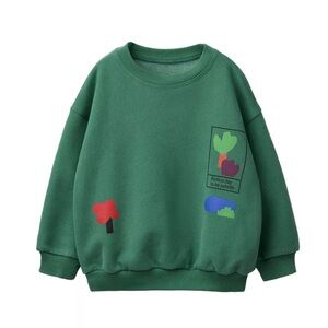 Zara Green Kids Sweatshirt with Colorful Graphics
